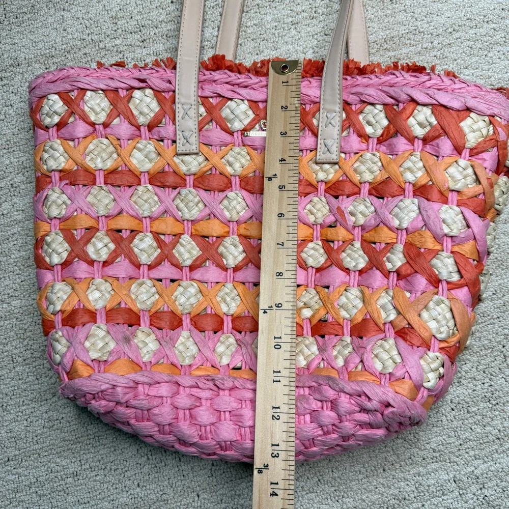 Spartina 449 Daufuskie Island Straw Tote Bag Women's Large Pink Orange Woven - Picture 8 of 9